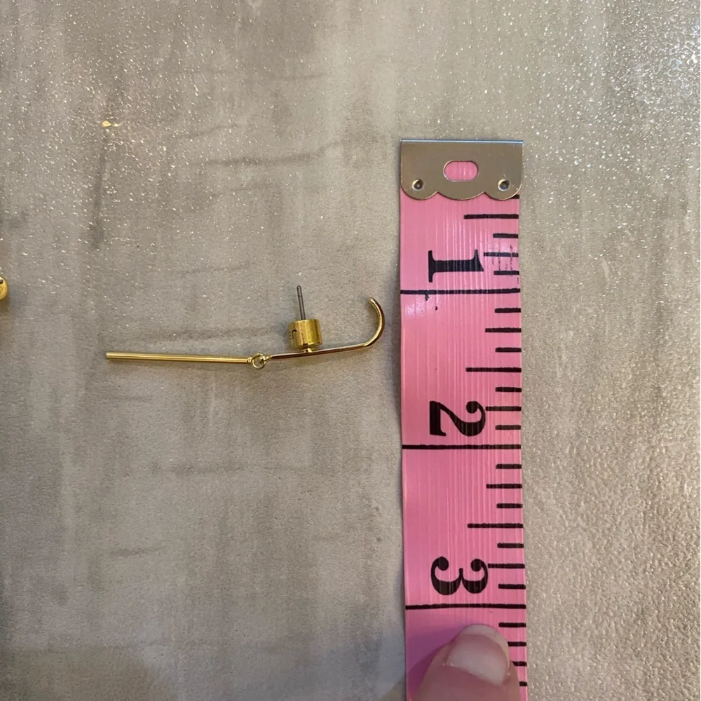 Gold Tone Cuffed Straight Dangling Bar Earrings for Pierced Ears
